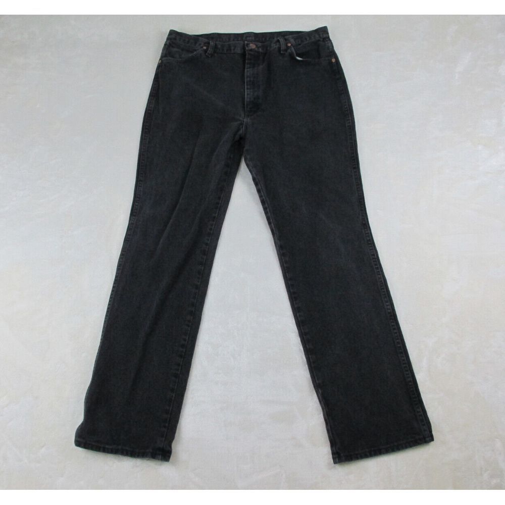 Wrangler Pants Mens 38 Black Denim Jeans Western 936WBK Pockets Casual 38X34*
